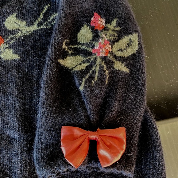 Susan Bristol‎ Angora Lambswool Sweater Hand Embroidered Stawberry Puff Sleeves - Picture 14 of 16